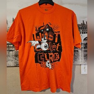 West Coast cure Orange Halloween pumpkins Tee shirt Lot of 2 #1 large #2- XLarge